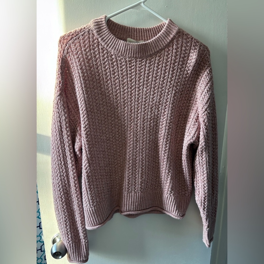 Universal Thread Women's Cable Knit Crewneck Sweater - Mauve XS